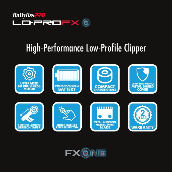BaBylissPRO® FXONE™ Lo-ProFX High Performance Low-Profile Clipper (Silver)