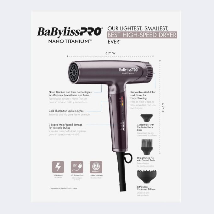 BaBylissPRO® Nano Titanium™  Limited Edition Nightfall Collection Light Ionic High-Speed Dryer