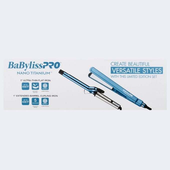 BaBylissPRO® Nano Titanium™  1" Extended-Barrel Curling Iron & 1" Ultra-Thin Flat Iron Gift Set