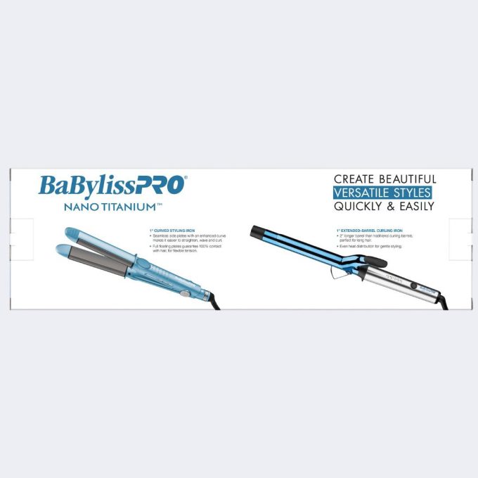 BaBylissPRO® Nano Titanium™ 1" Extended-Barrel Curling Iron & 1" Curved Styling Iron Limited Edition Gift Set