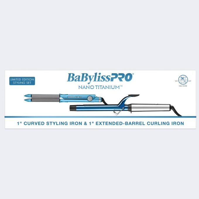 BaBylissPRO® Nano Titanium™ 1" Extended-Barrel Curling Iron & 1" Curved Styling Iron Limited Edition Gift Set