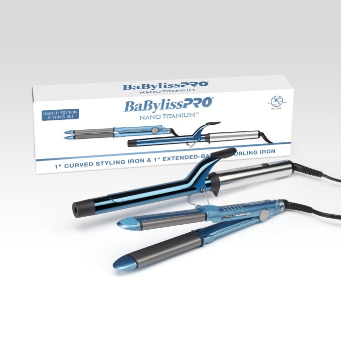 BaBylissPRO® Nano Titanium™ 1" Extended-Barrel Curling Iron & 1" Curved Styling Iron Limited Edition Gift Set