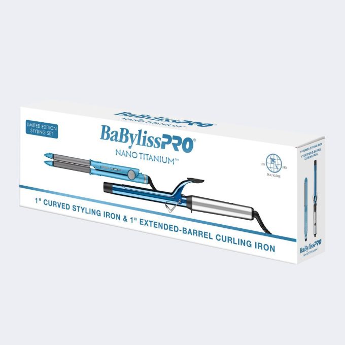 BaBylissPRO® Nano Titanium™ 1" Extended-Barrel Curling Iron & 1" Curved Styling Iron Limited Edition Gift Set