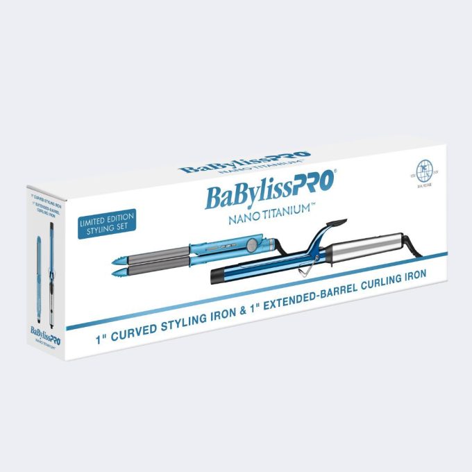 BaBylissPRO® Nano Titanium™ 1" Extended-Barrel Curling Iron & 1" Curved Styling Iron Limited Edition Gift Set