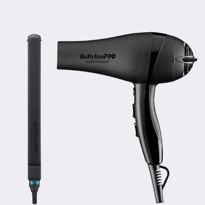 BaBylissPRO® Nano Titanium™ Matte Black 5548 Dryer and 1 Inch Ultra Thin Flat Iron Prepack