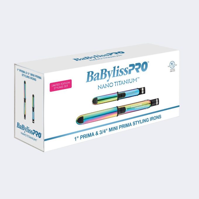 BaBylissPRO® Nano Titanium™ Limited Edition Iridescent 1"& ¾ " Prima Stainless Steel Styling Iron Gift Set