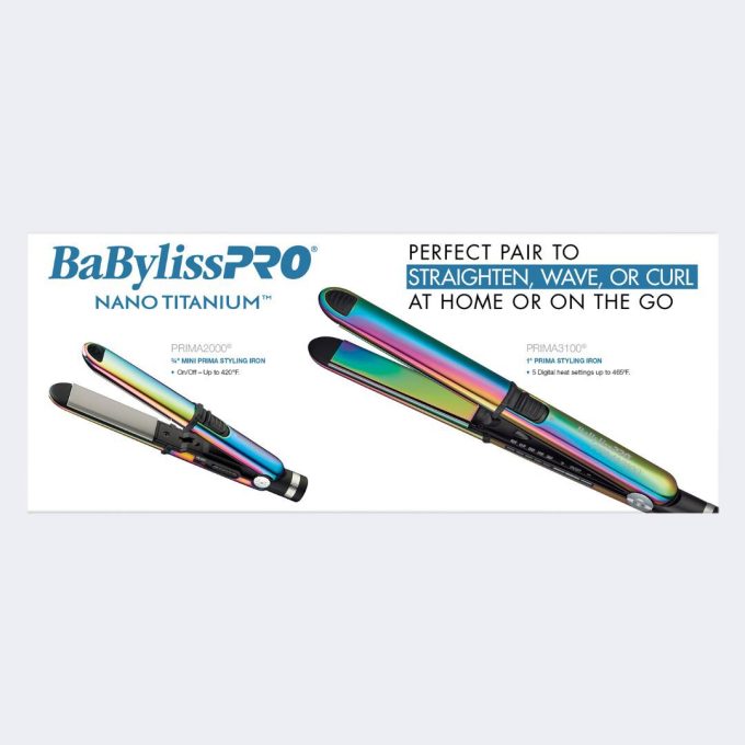 BaBylissPRO® Nano Titanium™ Limited Edition Iridescent 1"& ¾ " Prima Stainless Steel Styling Iron Gift Set