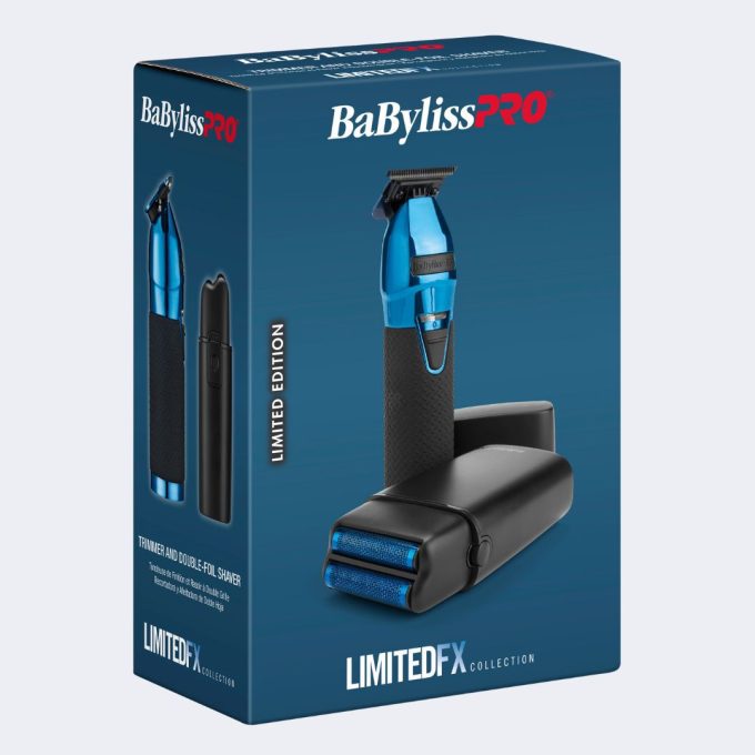 BaBylissPRO® LimitedFX Black & Blue Trimmer & Double-Foil Shaver Gift Set