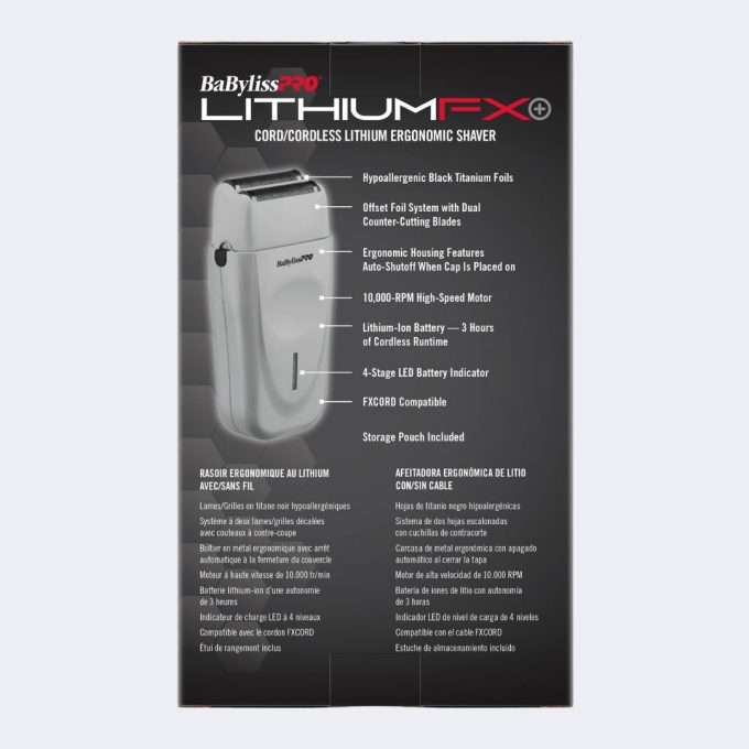 BaBylissPRO® LithiumFX+ Limited Edition Grey Cord/Cordless Lithium Ergonomic Double Foil Shaver