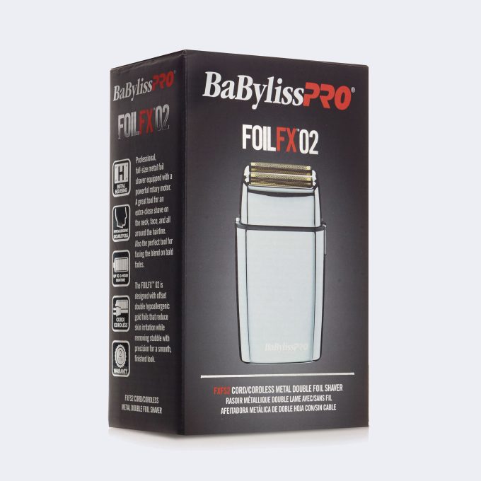 BaBylissPRO® FOILFX02™ Cord/Cordless Metal Double-Foil Shaver (Silver)