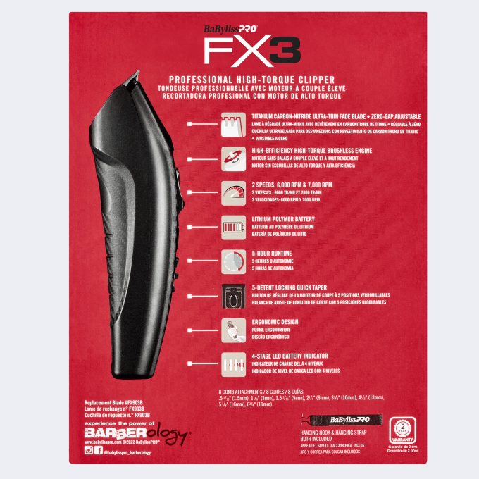 BaBylissPRO® FX3 Professional High Torque Clipper (Black)